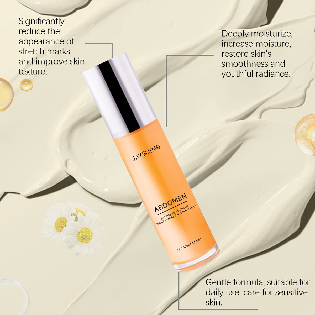 Tighten & Smooth Belly Firming Cream — tube and texture detail